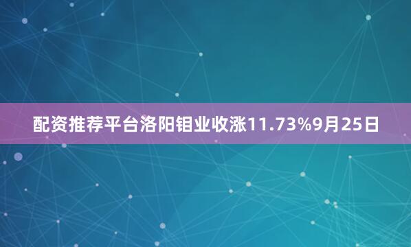 配资推荐平台洛阳钼业收涨11.73%　　9月25日